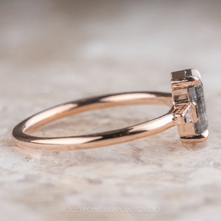 .78 Carat Salt and Pepper Hexagon Diamond Engagement Ring, Zoe Setting, 14K Rose Gold