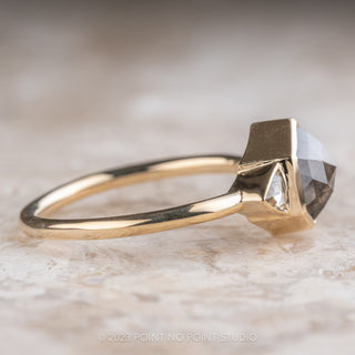 1.66 Carat Black Hexagon Diamond Engagement Ring, Zoe Setting, 14K Yellow Gold