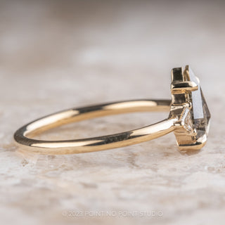 1.10 Carat Salt and Pepper Pear Diamond Engagement Ring, Zoe Setting, 14K Yellow Gold