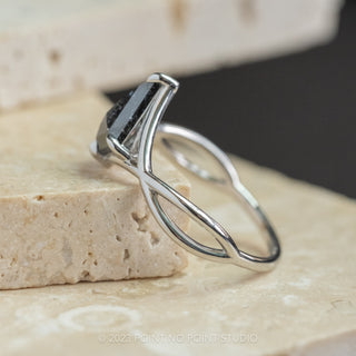 2.30 Carat Salt and Pepper Kite Diamond Engagement Ring, Woven Split Shank Jane Setting, Platinum