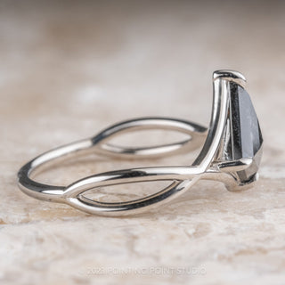 .84 Carat Black Speckled Diamond Engagement Ring, Woven Split Shank Jane Setting, Platinum