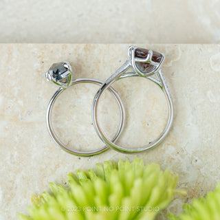 2.35 Carat Black Speckled Pear Diamond Engagement Ring, Basket Jane Setting, Platinum