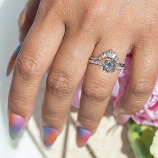 .93 Carat Salt and Pepper Hexagon Diamond Engagement Ring, Jules Setting, 14K White Gold