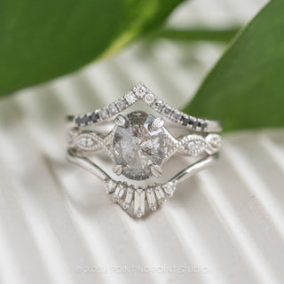1.95 Carat Salt and Pepper Oval Diamond Engagement Ring, Winter Setting, Platinum