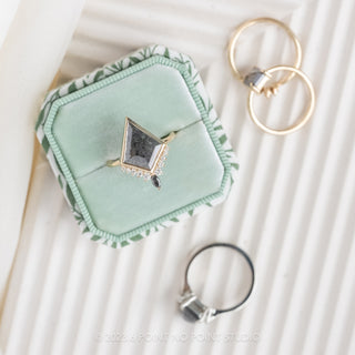 2.43 Carat Black Kite Diamond Engagement Ring, Bezel Ava Setting, 14K Yellow Gold