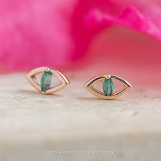 Emerald Eye Studs, 14k Rose Gold