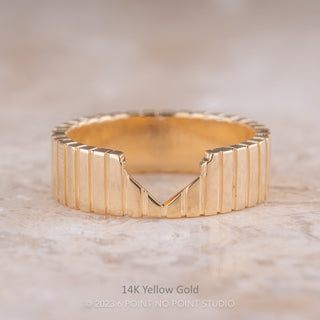 Ellipse Notched Wedding Ring, 6mm Polished