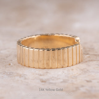 Ellipse Notched Wedding Ring, 6mm Polished