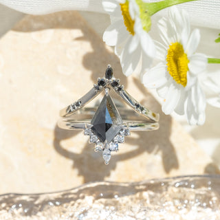 1.47 Carat Black Speckled Kite Diamond Engagement Ring, Ava Setting, Platinum