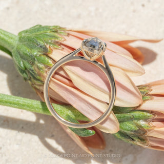 1.72 Carat Salt and Pepper Pear Diamond Engagement Ring, Tulip Jane Setting, 14K Yellow Gold