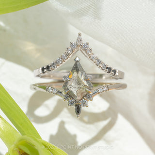 .99 Carat Salt and Pepper Kite Diamond Engagement Ring, Flora Setting, Platinum