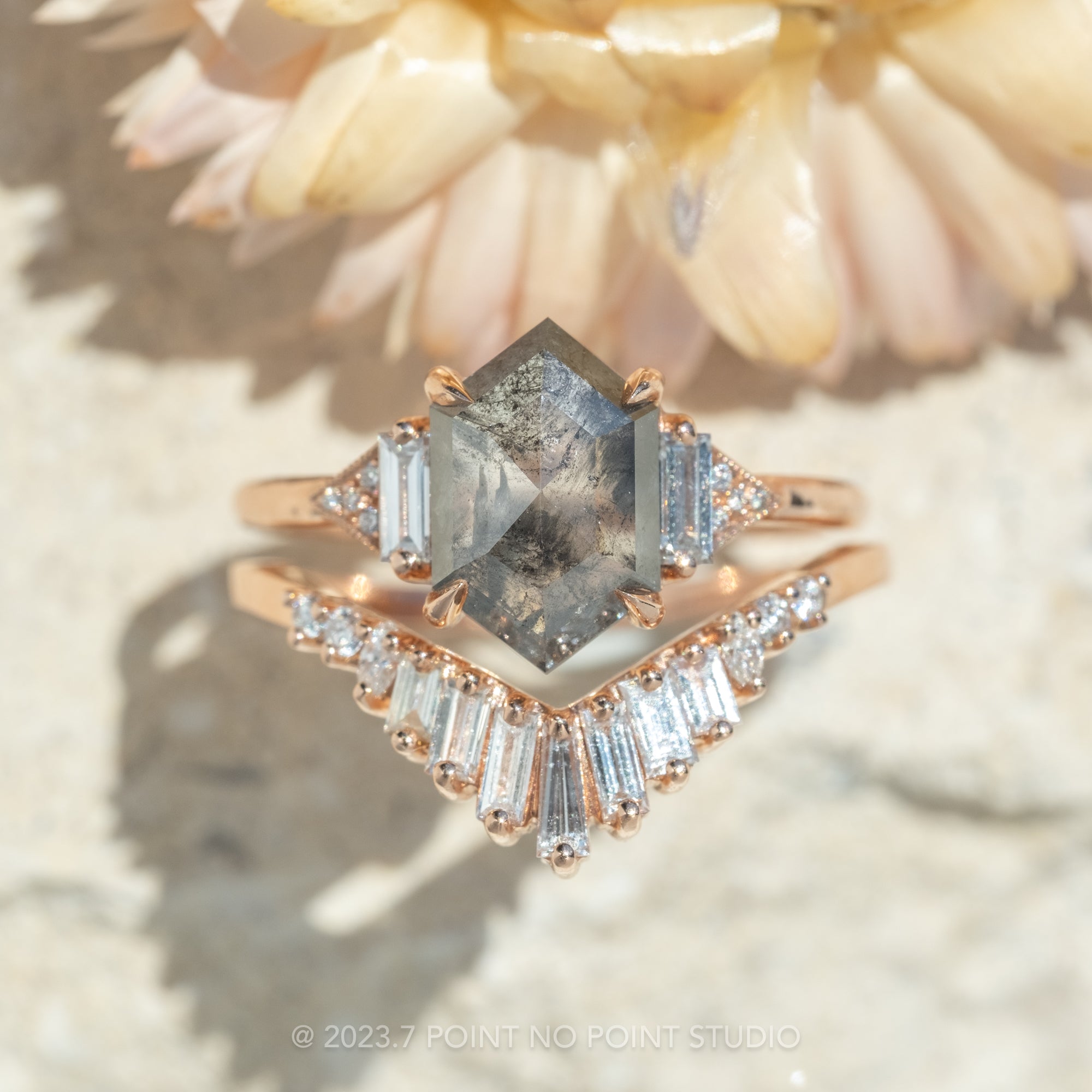 Hexagon Diamond Ring Elongated Hexagon Cut Moissanite Engagement