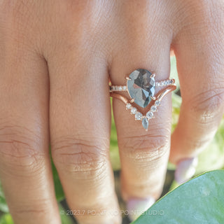 2.39 Carat Salt and Pepper Pear Diamond Engagement Ring, Ombre Jules Setting, 14K Rose Gold