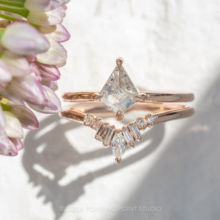 1.08 Carat Salt and Pepper Kite Diamond Engagement Ring, Jane Setting, 14k Rose Gold