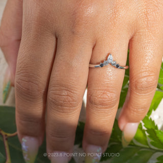 Ombre Pear Cassiopeia Diamond Wedding Ring, 14k White Gold