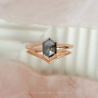 Black hexagon Diamond Engagement Ring