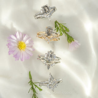 1.32 Carat Canadian Salt and Pepper Emerald Diamond Engagement Ring, Eliza Setting, Platinum