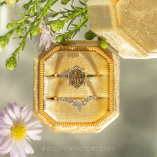 2.58 Carat Canadian Hexagon Diamond Engagement Ring, Lark Setting, 14K Yellow Gold
