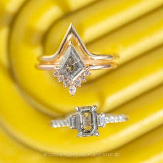 1.32 Carat Canadian Salt and Pepper Emerald Diamond Engagement Ring, Liza Setting, Platinum