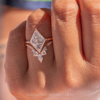 Icy White Diamond Wedding Ring, Flora Setting, 14K Rose Gold