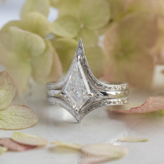 1.31 Carat Kite Moissanite and Diamond Engagement Ring, Aela Setting, Platinum