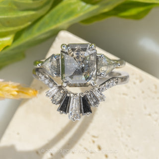 salt and pepper emerald diamond ring