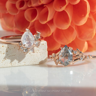 .92 Carat Icy White Pear Diamond Engagement Ring, Sammy Setting, 14K Rose Gold