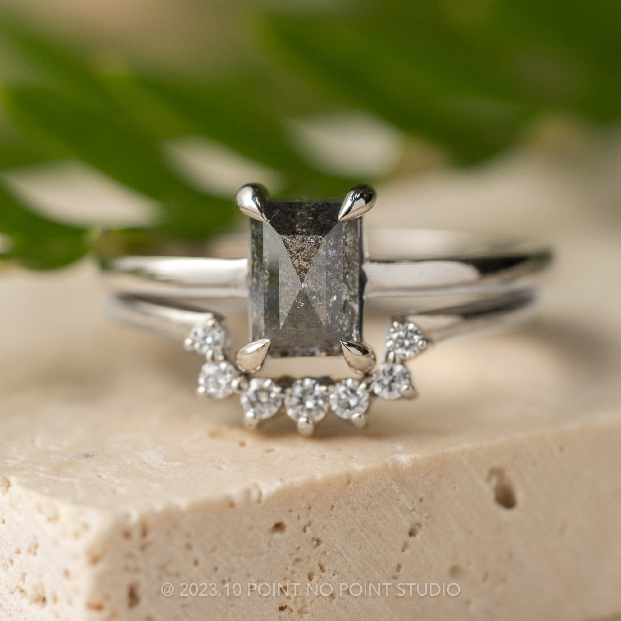 Salt and Pepper Diamond Engagement Ring, Point No Point Studio 3