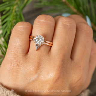 1.5 Carat Round Moissanite Engagement Ring, Jane Setting, 14k Rose Gold