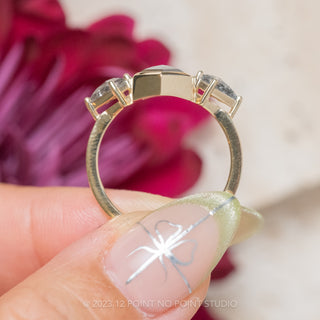 1.35 Carat Black Speckled Hexagon Diamond Engagement Ring, Bezel Zoe Setting, 14K Yellow Gold
