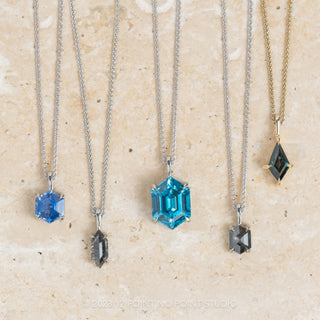 1.26 Carat Blue Hexagon Sapphire Necklace, Platinum