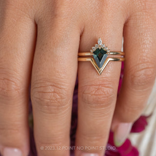 1.34 Carat Teal Kite Sapphire and Diamond Engagement Ring, Ava Setting, 14k Yellow Gold