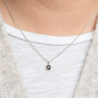 .67 Carat Salt and Pepper Hexagon Diamond Necklace, 14k White Gold