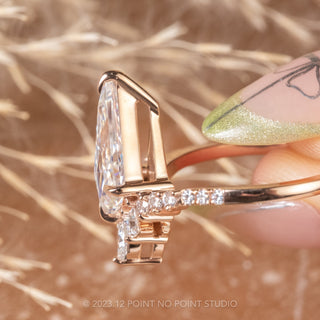 1.92 Carat Kite Moissanite Engagement Ring, Willa Setting, 14K Rose Gold