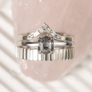 1.14 Carat Salt and Pepper Hexagon Diamond Engagement Ring, Basket Tulip Setting, Platinum