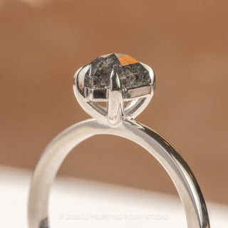 1.14 Carat Salt and Pepper Hexagon Diamond Engagement Ring, Basket Tulip Setting, Platinum