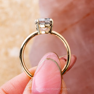 1.87 Carat Canadian Salt and Pepper Hexagon Diamond Engagement Ring, Basket Jane Setting, 14k Yellow Gold