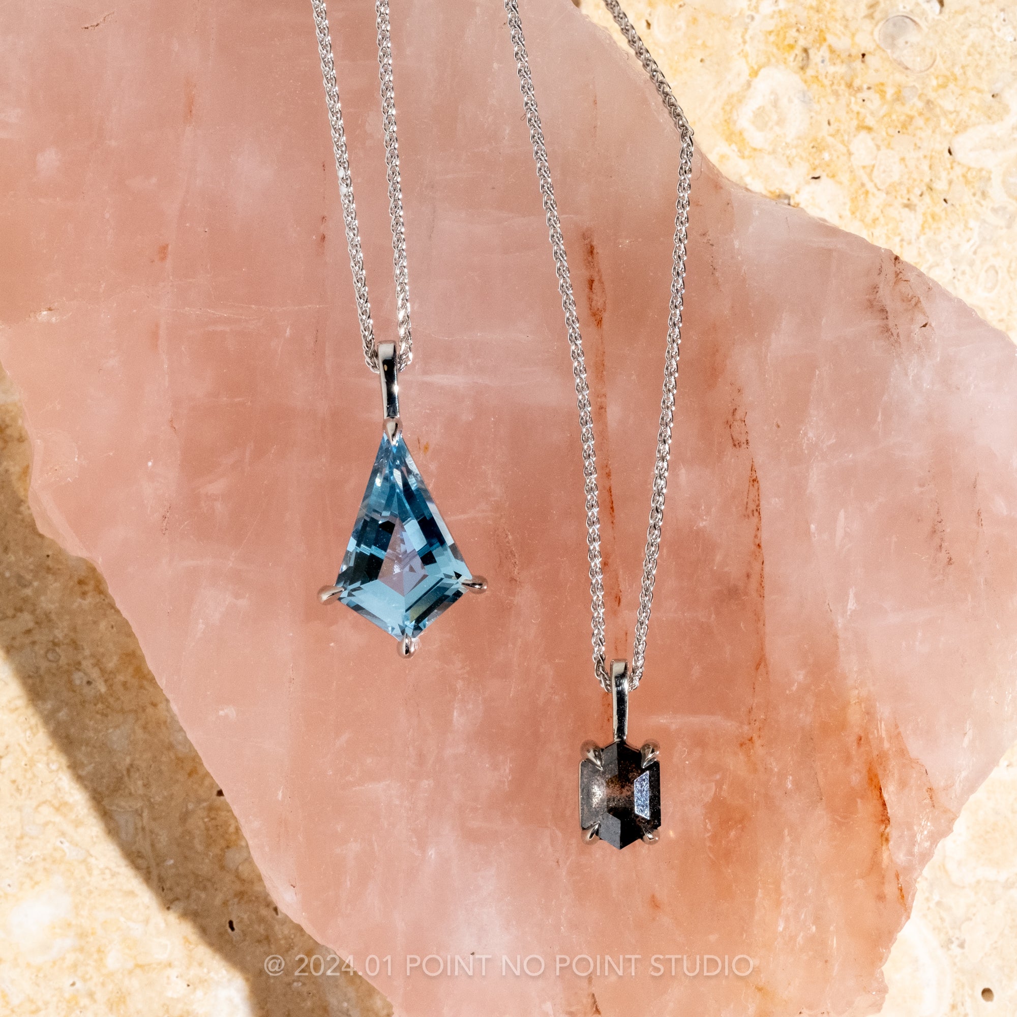 Carat Kite Aquamarine Necklace, Platinum – Point No Point Studio