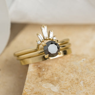 .50 Carat Round Brilliant Cut Black Diamond Engagement Ring, Tulip Jane Setting, 14k Yellow Gold