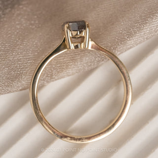 1.27 Carat Black Speckled Hexagon Diamond Engagement Ring, Lark Setting, 14K Yellow Gold
