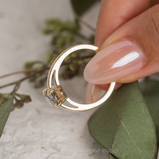 1.04 Carat Canadian Salt and Pepper Oval Diamond Engagement Ring, Basket Jane Setting, 14K Yellow Gold