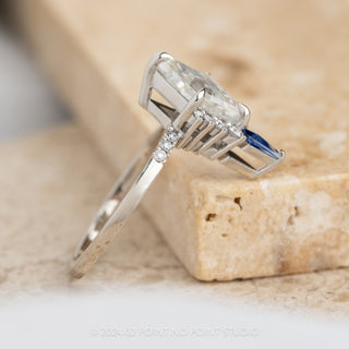 1.88 Carat Lozenge Moissanite and Diamond Engagement Ring, Avaline Setting, Platinum