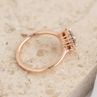 1.22 Carat Salt and Pepper Round Diamond Engagement Ring, Cosette Setting, 14k Rose Gold