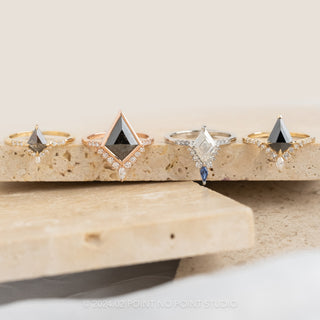 2.59 Carat Black Speckled Kite Diamond Engagement Ring, Bezel Avaline Setting, 14K Rose Gold