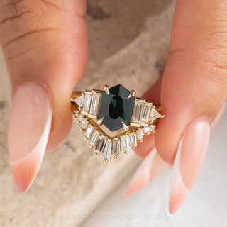 teal hexagon sapphire ring