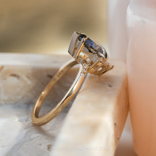 2.05 Carat Salt and Pepper Pear Diamond Engagement Ring, Avaline Setting, 14K Yellow Gold