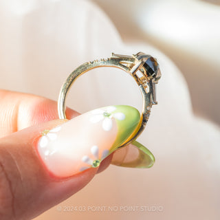 1.87 Carat Black Marquise Diamond Engagement Ring, Ombre Liza Setting, 14k Yellow Gold