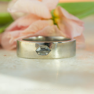 Salt and Pepper Hexagon Diamond Polished Mens Wedding Band, Comfort Fit