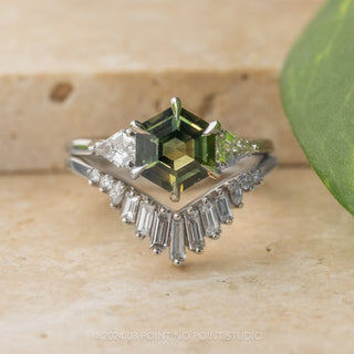 green hexagon sapphire ring