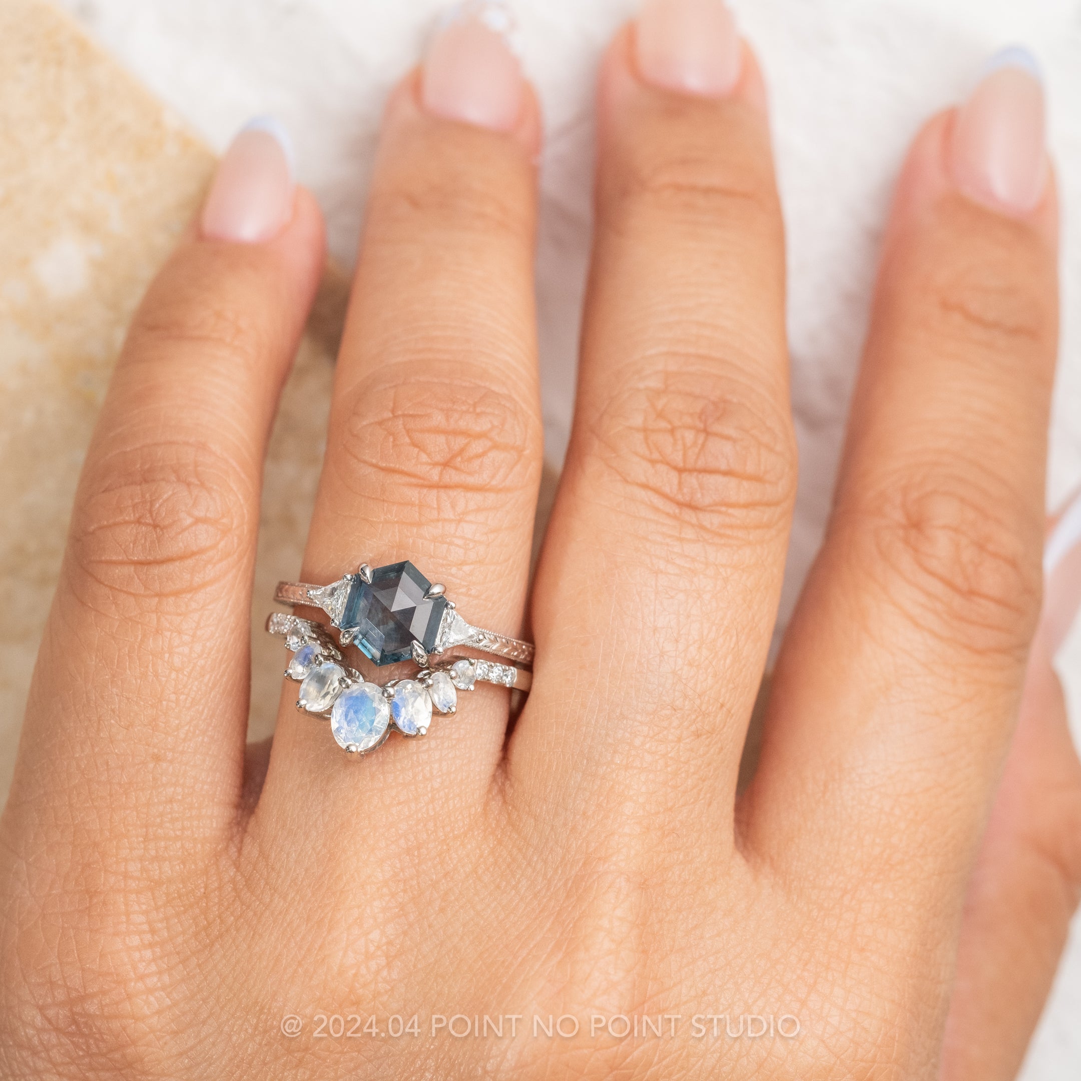 Custom Engraved Zoe Sapphire Engagement Ring – Point No Point Studio